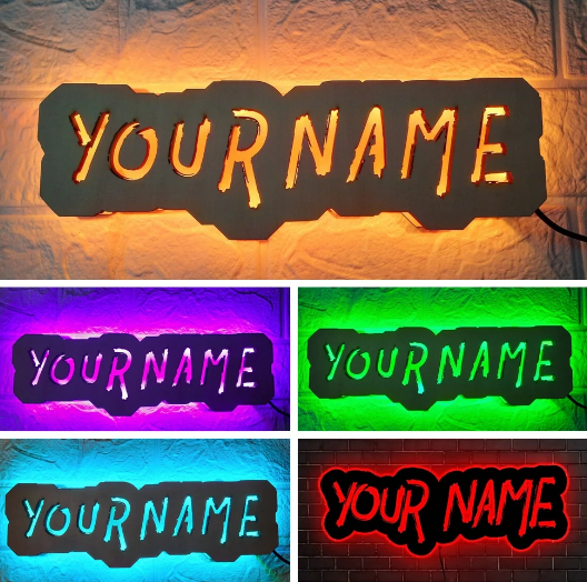 Gepersonaliseerde LED wandlamp.