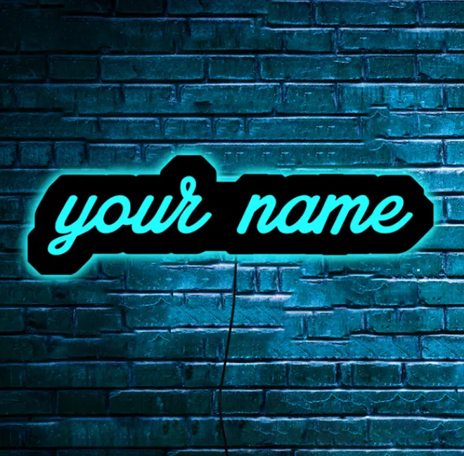 Gepersonaliseerde LED wandlamp.