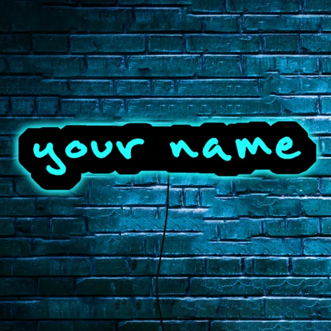 Gepersonaliseerde LED wandlamp.