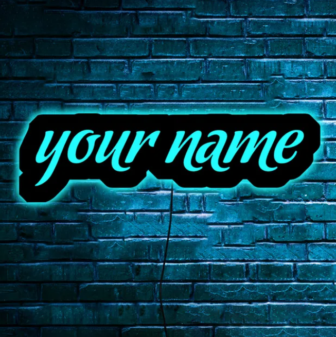 Gepersonaliseerde LED wandlamp.