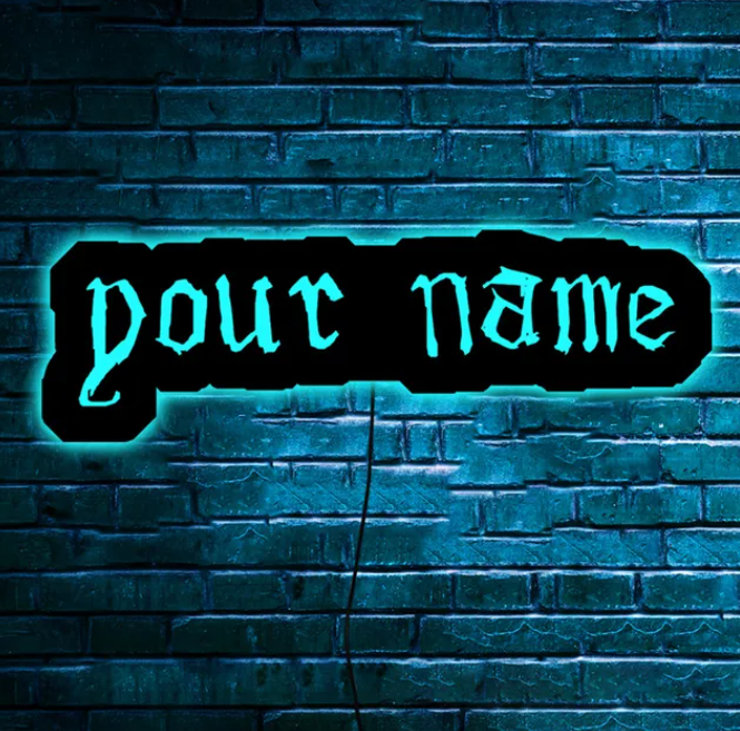 Gepersonaliseerde LED wandlamp.