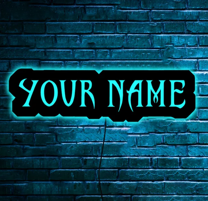 Gepersonaliseerde LED wandlamp.