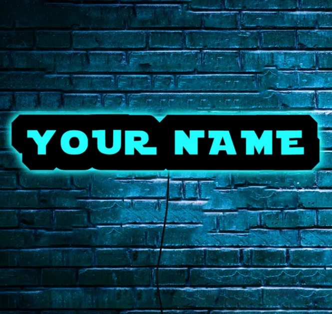 Gepersonaliseerde LED wandlamp.
