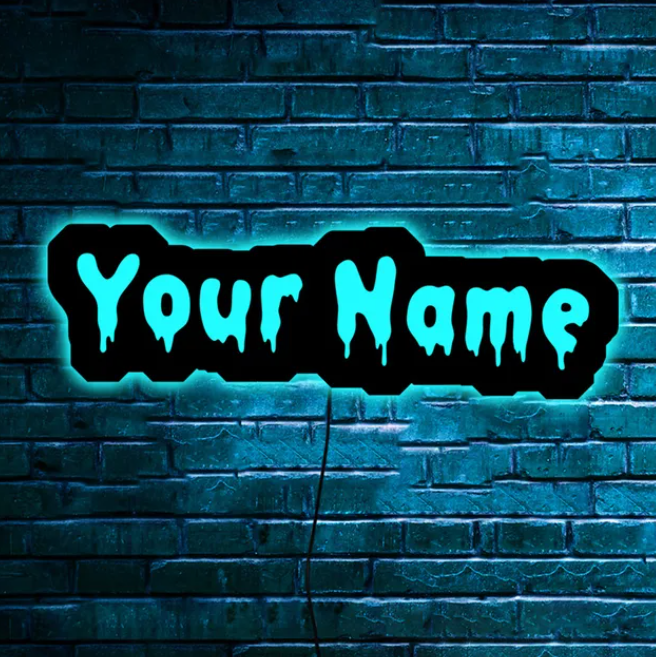 Gepersonaliseerde LED wandlamp.